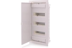 INTRATEC 100% SHOPPING Intratec quadro elettrico incasso, IP40 – Centralino da interno con porta, per installazione in ambienti asciutti, 3 file, 36 moduli, 592 x 347 x 92 mm, bianco