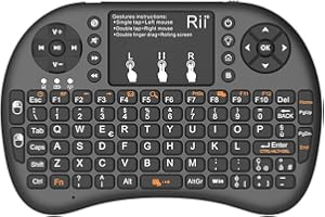 Rii Mini i8+ Wireless (layout ITALIANO) - Mini tastiera retroilluminata con mouse touchpad per Smart TV, Mini PC, HTPC, Console, Computer - Colore NERO