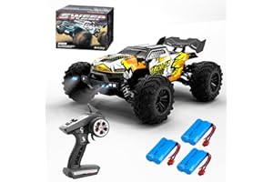 X-Verse 16102PRO Voiture télécommandée avec Moteur Brushless, 1:16 4WD 70KM/H RC Voiture Camion, 2,4 GHz Tout Terrain Buggy RC Crawler Jouet, Cadeau pour Enfants Adultes,3 Piles (Jaune)