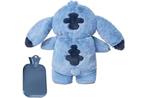 Lotvic Fluffy Wärmflasche, 500ML Wärmflasche Klein, CartoonWärmflasche mit Bezug, Abnehmbare und Waschbare Wärmflaschen, Plüsch Heißwasserflasche für Baby Kinder und Erwachsene