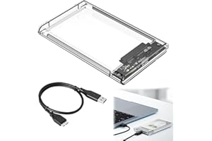 RRICHH 2.5 Inch Hard Drive Enclosure, 5Gbps USB 3.0 to SATA III SSD/HDD Caddy with UASP Support, Tool-Free Transparent Clear External Hard Drive Case with LED Indicator for 7mm/9.5mm 2.5" SATA HDD & SSD