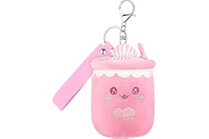 AYIXIWARZ BoBa Plushie with Keychain, Cute Small 8cm Bubble Tea Plushi Keyring, Mini Fruit Plush Pillow Key Chain Stuffed Animal Pillow Skin-friendly Hugging Pillow, Fluffy Toy Pillow Milk Tea Plush Gift Toys