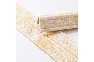 Hoomall Wallpaper Borders 3D Embossed Pattern Wall Trim Line Skirting Border Self Adhesive Wall Decal Removable Wall Room Tiles Sticker for TV Background Door Frame(Yellow,230x8cm)