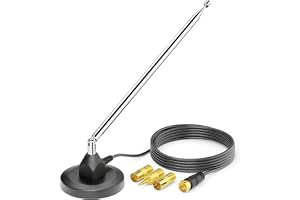 deleyCON DAB+ UKW FM Radioantenn för Stereoanläggning Inkl. Adapter - Digital Antenn med Magnetfot 3,0 m Kabel för 75 Ohm - för DAB FM-Radiotuner, Stereoförstärkare, AV-Receiver, HiFi