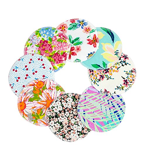 Liyoung Réutilisable Lavable Coussinets d'allaitement, Coton Coussinets d'allaitement en style Vintage Print Floral, Super doux et absorbant, cadeau de douche de bébé mignon
