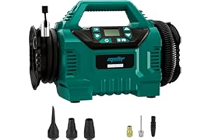 Mellif Akku Kompressor für Makita Akku 18V, kompakt Luftkompressor 11 bar,160PSI,400L/Min,95cm Schlauchlänge,LED Licht,mit 6 Zubehöre zum Aufblasen/Absaugen für Fahrad-Autoreifen,Luftkissen(ohne AKKU)