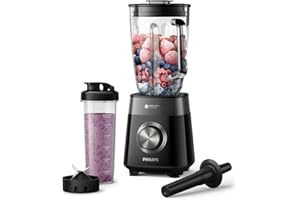 Philips Serii 5000 Blender, Silnik ProBlend Plus o Mocy 1200 W, Przygotowywanie Gęstych Koktajli z Mrożonych Owoców, Pojemność 2 Litry, Odłączane Ostrza, Czarny (HR3031/00)