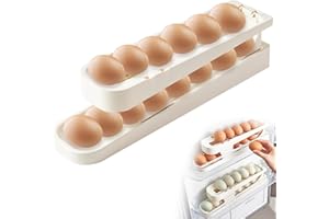 TECHVIZRS Eierhalter für Kühlschrank,2 Schichten Automatisch Rollender Eierbehälter, kühlschrank Organizer Eier,Stapelbarer Eier-Organizer für Lagerung von Eiern, Spart Platz (1 Reihe und 2 Etagen)