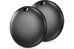 AICPAN Android Smart Tag Negro 2 Pack - Localizador Bluetooth Tracker Funciona con Apple Buscar y Google Find My Device, Rastreador GPS Impermeable para Llaves, Carteras y Maletas, Batería Reemplazable