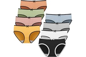 HORNICE Confezione di Biancheria Intima per Ragazze Adolescenti Confezione da 8 Biancheria Intima Slip Comodi E Traspiranti Slip in Vita Confezione Multipla Mutandine per Bambini (8-18 Anni)