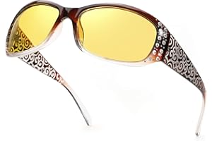 IGnaef Women's Polarized Night-Vision Glasses with UV Protection Anti-Glare Riding Sight Glasses for Driving/Fog/Rain