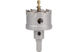 Vearter 50mm Hartmetall Lochsäge, Lochbohrer Bohrer mit Zentrierbohrer, Hartmetallbohrer für Metall, Edelstahl, Baustahl, Aluminium, Kupfer, Eisen, Kunststoff, Glasfaser