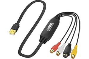 XMSJSIY USB 2.0 Audio Video Capture Tarjeta S Video RCA a USB Grabador Digital CVBS VHS VCR a convertidor digital para reproductor de DVD, portátil, PC, grabación de cinta - 1,2 m (S-Video + 3 ranuras