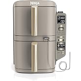 Ninja Double Stack XL, Air Fryer, 9.5L, Stone/Gold | Dual Drawer Vertical Air Fryer 4 Cooking Levels 2 Grids with Digital Coo