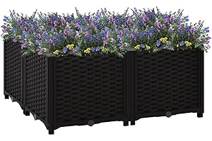puraday Jardinière de Jardin 80x80x38 cm Noir Polypropylène Lit de Plantation Offre Suffisamment d’Espace Pot de Terrasse Balcon pour Plantes Légumes Herbes Aromates Fleurs