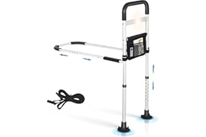 Brolteja Sponde Letto Anziani Anticaduta con Piedi,Barra di supporto regolabile per letto,con sensore, supporto per alzarsi con custodia, per alzarsi in altezza