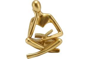 Tänkerstaty, Modern Home Thinker Staty Dekor Bokhylla Figurer, Resin Sittande Figur Abstrakt Konstprydnad för Vardagsrum Skåp
