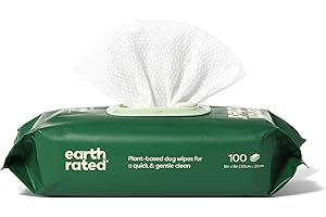 Earth Rated Pet Wipes for Dogs and Cats, Hypoallergenic, Cleaning and Hydrating, for Grooming Paws, Body and Bums, Unscented, 100 Count