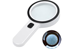 AIXPI Magnifying Glass with Light, Handheld Large Magnifying Glass 12 LED Illuminated Lighted Magnifier for Macular Degeneration, Seniors Reading, Soldering, Inspection, Coins, Jewelry, Exploring