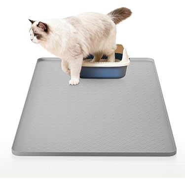 Dadabig Kattenbakmat – Siliconen – 41x50x0,5 Cm – Waterdicht & Antislip – Wasbaar – Grijs – Houdt Strooisel Bij De Bak