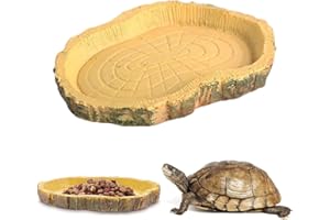ZYEKIU Cuenco de Agua para Comida de Reptil, Terrario Tortugas Simulación, Terrario Tortugas de Tierra Naturaleza, Terrario Reptiles Interesante, para Tortugas, Lagartos, Ranas, Geckos