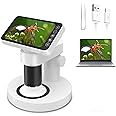 NALACAL Handheld Microscope With 4" LCD Screen, 500X Pocket, 2-in-1 USB Portable Digital, Adjustable Lights, Touch Control, Take Pictures and Videos, for Kids