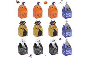 LOHEY Halloween Candy Boxes, 12 pack Treat Sweet Trick treat Goody Boxes Paper Gift Boxes for Happy Halloween Party Gift Supplies,Halloween decorations
