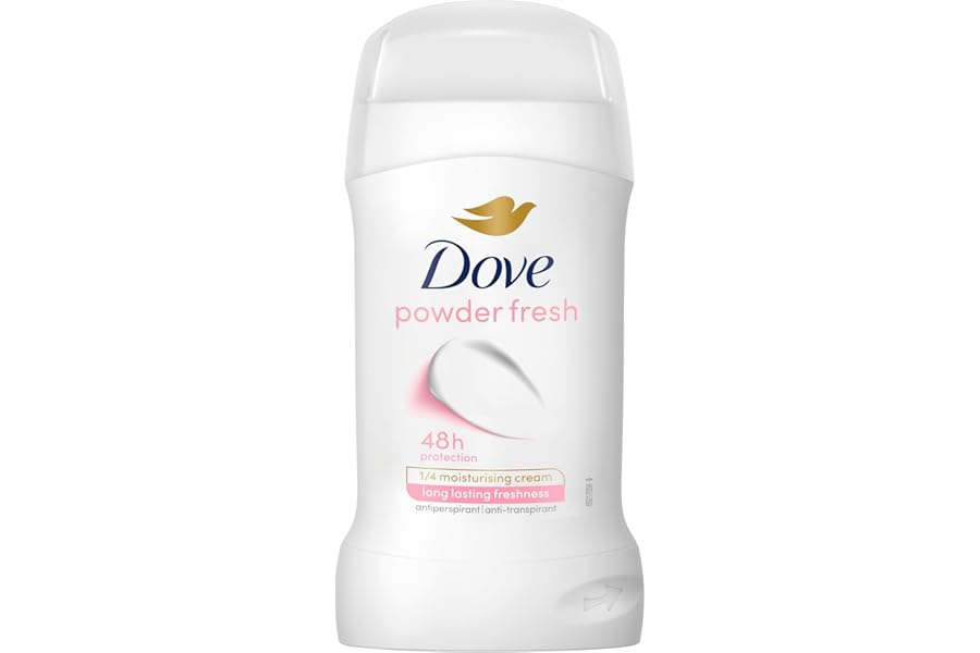 Dove Powder Soft Women's Antiperspirant Deodorant Cream Stick for 48 hour sweat protection and long-lasting fragrance with ¼ moisturising cream 50 ml