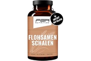 ‎FSA NUTRITION Flohsamenschalen Kapseln - Glasdose - höchste Dosierung pro Kapsel (1200 mg) - 60 Tage Vorrat - frei von Zusätzen - vegan - 180 Kapseln - FSA Nutrition