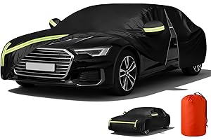 AOOSA Auto Abdeckplane, Staubdicht Wasserdicht Autoabdeckung für Sommer & Winter, UV-Schutz Regen Sonne Schnee, Auto Abdeckung Vollgarage Outdoor Indoor mit Aufbewahrungstasche,Schwarz 490×190×150cm
