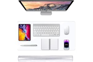 XESPIS Vade de escritorio transparente, 80 x 40 cm, alfombrilla de escritorio grande, transparente, protector de mesa, antideslizante, bordes redondos, para oficina y hogar