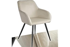 TecTake® Sedia Sala da Pranzo Effetto Velluto, Sedia Soggiorno con Morbida Imbottitura, Seduta Ergonomica, Poltrona Velluto Versatili, Design Moderno - Crema/Nero