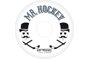 'Base Indoor Inline Wheels ''Mr. Hockey'' PRO | 74A Hardness | Strong Grip | White | Suitable for all Standard Inline Skate Brands'