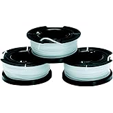BLACK+DECKER A6485-XJ Pack de 3 Bobinas de Repuesto para Cortabordes, Hilo de Nylon Transparente y Duradero, 10 m de Largo, 1
