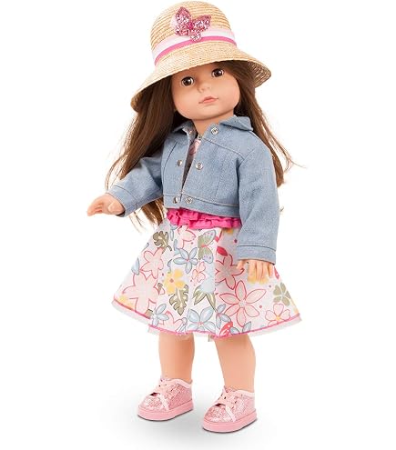 Götz Little Kidz to Dress 2311033 - Bambola da 36 cm, con capelli castani e occhi castani, set da 6 pezzi