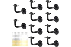 SUPAWAY Handlaufhalter Handlaufstütze Edelstahl Handlaufträger Geländer-Halterung Handlaufhalterungen Handlauf Wandhalter für Treppengeländer, Korridor, Holz Geländer, Bannister (Krumm-Schwarz-10Pcs)