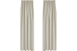 Deconovo Cortinas Opacas Telas Termicas Aislantes Frio Calor Ruido Luz Rayos UV para Salon y Dormitorio con Bolsillo Fruncido de la Barra Conjunto de 2 Piezas 140 x 240 cm Beige Claro