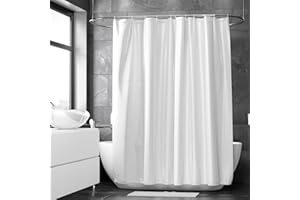 ‎LOTI LIVING Loti Living Zasłona prysznicowa 180 x 200 cm – odporna na pleśń i działanie wody - tkanina poliestrowa - z taśmą obciążającą - w zestawie z haczykami - White