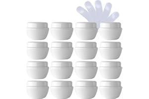 TIANZD 24 Pièces Vides Petit 10 ml Blanc Pot en Plastique avec Couvercle 10 g Pots de Cosmétique Crème de Bouteille Contenant pour des Produits Cosmétiques Baume à Lèvres avec 6x Spatules
