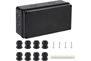 COOLWEST IP65 Waterproof Junction Box Large ABS Electrical Box Outdoor Cable Connector,Black(200x100x70mm)