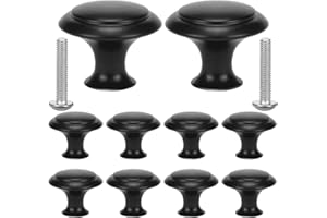 astarye Pack of 10 Knobs Black Furniture Knobs Cupboard Knobs Drawer Knobs Dresser Knobs Round Style Black