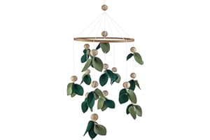 Sarah Duke Babybett Mobile Windspiel 3D Blätter Hölz Baby Mädchen Kinderbett Anhänger für Babybett Kinderzimmer Dekor (Grün)