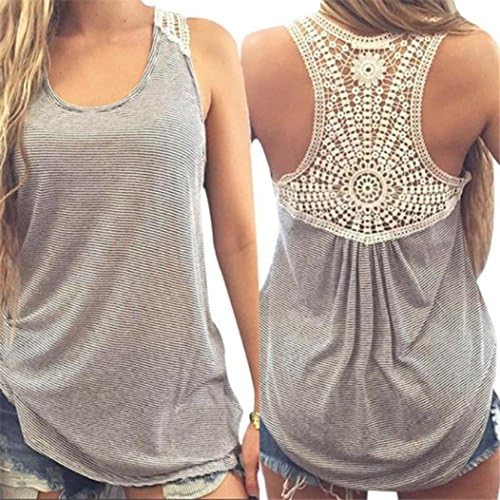 Women Vest, Bestoppen Women Summer Sexy Sleeveless Crewneck Printed Tank Tops Casual Loose Fit Sport Tee T-Shirt Blouse Ladies Gym Yoga Beach Vest Camisole (S, Gray)