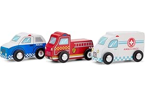New Classic Toys 11933 3 Wooden Vehicles Set for Toddlers First Cars for One Year Old, Children for Age 18 Months, Multi Color