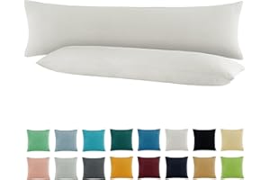 SHC TEXTILIEN SHC by BaSaTex Zestaw 2 poszewek na poduszki, dżersej, 100% bawełny, 40 x 145 cm, dla osób śpiących na boku, kolor biały