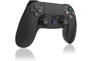 Laazii Manette Controller pour PS4, Contrôleur de Manette de Jeu Bluetooth Joystick pour PS4/Slim/Pro, Conception de Capteur Gyroscopique 6 Axes/Double Vibration/Pavé Tactile/Prise Audio Noir