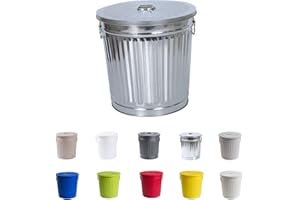 Jinfa Retro Metalltonne mit Deckel und Tragegriffen – Mülleimer, Ascheeimer, Futtertonne, Pelletbehälter, Wäschetonne – robust & vielseitig für Küche, Garten & Haushalt