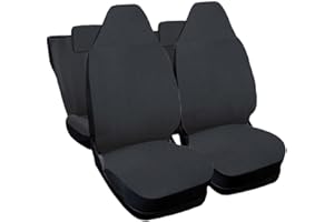 Rebeca Shop® Housses de siège compatibles pour Aygo | Made In Italy | Set de housses de siège avant et arrière | Logo du modèle auto brodé (gris foncé)