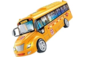 Toyvian Schulbus Spielzeug Mit Licht Und Musik Realistisches Busmodell Für Kinder Ab 4 Jahren Inertial Auto Spielzeug Mit Geräuschen Kreatives Spielen