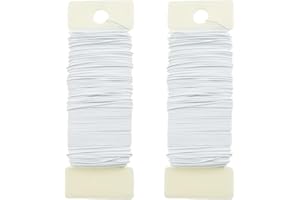POPOYU 2 Pack Floristry Wire White Garden Floral Wire 22 Gauge FloristsWire,FloralWire Christmas WreathWire,Mossing.Wire BindingWire Flexible PaddleWire for Xmas Wreath Makeing,Craft,Flower Arrangements